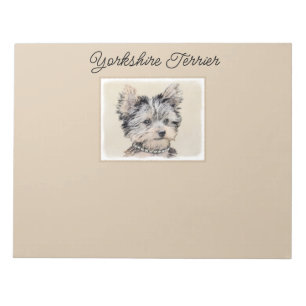 Yorkshire Terrier Puppy Painting Original Dog Art Notepad