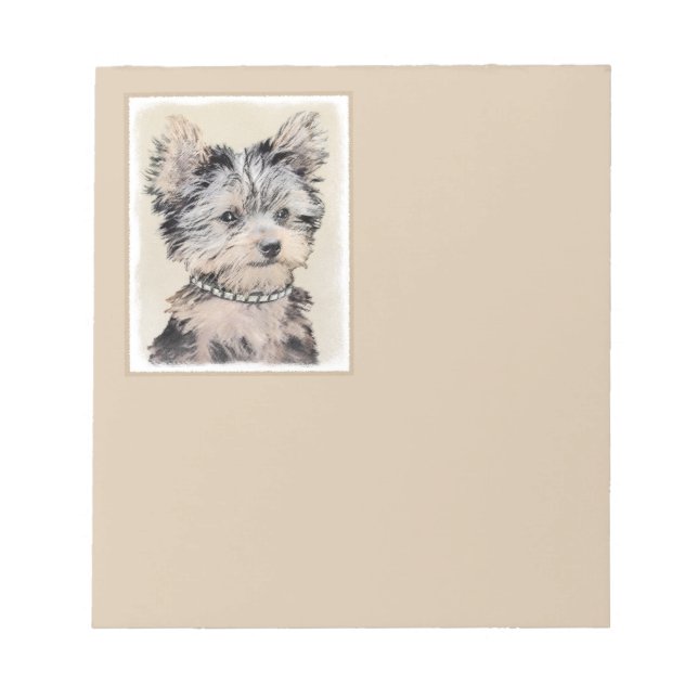 Yorkshire Terrier Puppy Painting Original Dog Art Notepad (Front)