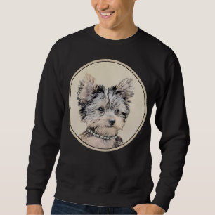 Yorkshire Terrier Puppy Painting Original Dog Art Sweatshirt