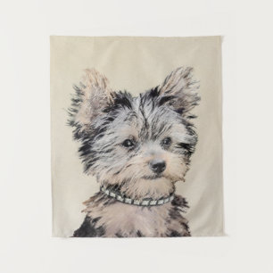Yorkshire Terrier Puppy Painting Original Dog Art Tapestry