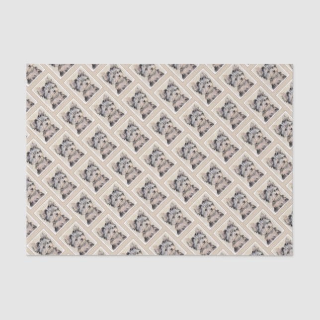 Yorkshire Terrier Puppy Painting Original Dog Art Tissue Paper (Front)