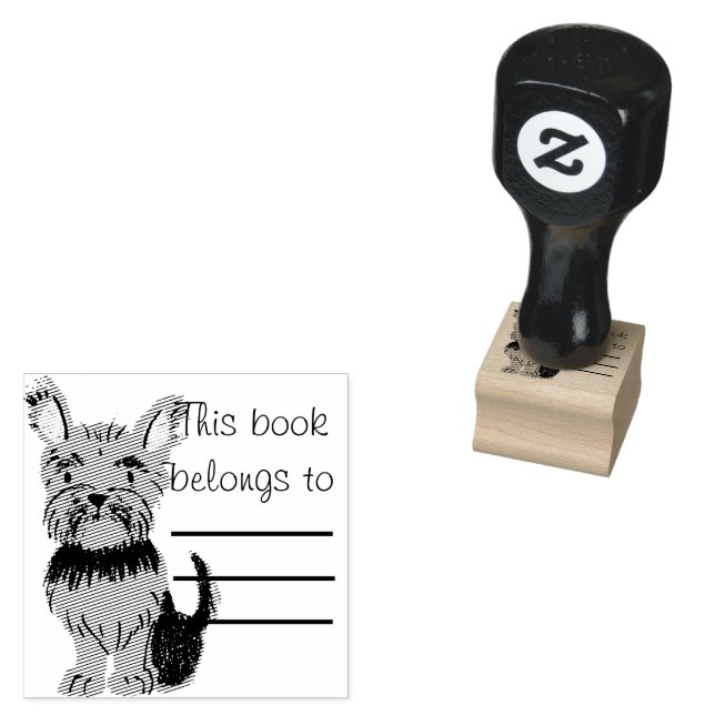 Yorkshire Terrier Puppy Personal Library Stamp (Stamped)