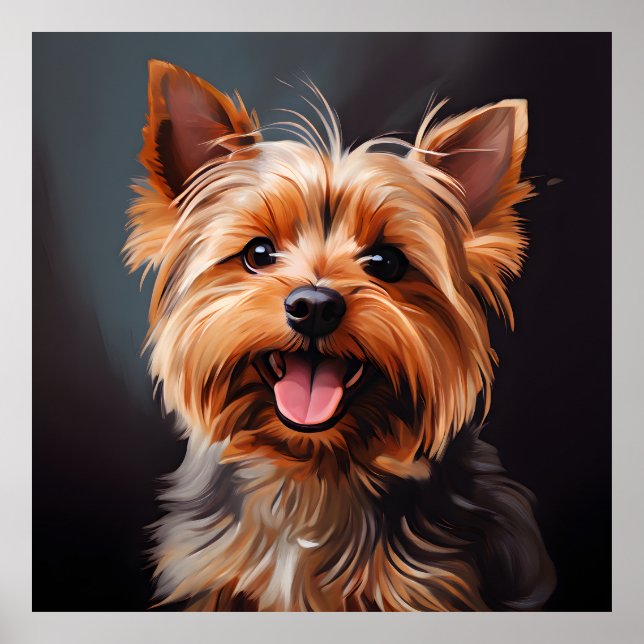 Yorkshire Terrier Realism Art Portrait Poster (Front)