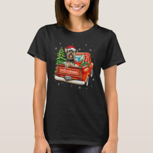 Yorkshire Terrier Ride Red Truck Christmas Yorkie T-Shirt