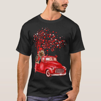 Yorkshire Terrier Riding Truck Valentine Butterfly T-Shirt