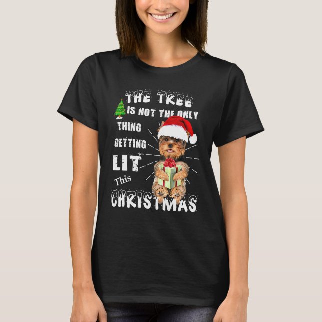 Yorkshire Terrier Santa Cap T-Shirt (Front)