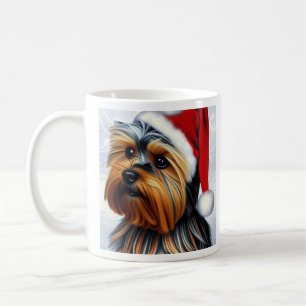Yorkshire Terrier, Santa, Christmas Coffee Mug