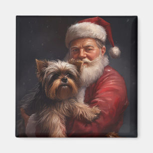 Yorkshire Terrier Santa Claus Festive Christmas Magnet