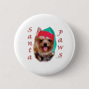 Yorkshire Terrier Santa Paws 6 Cm Round Badge