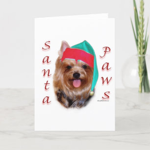 Yorkshire Terrier Santa Paws Holiday Card