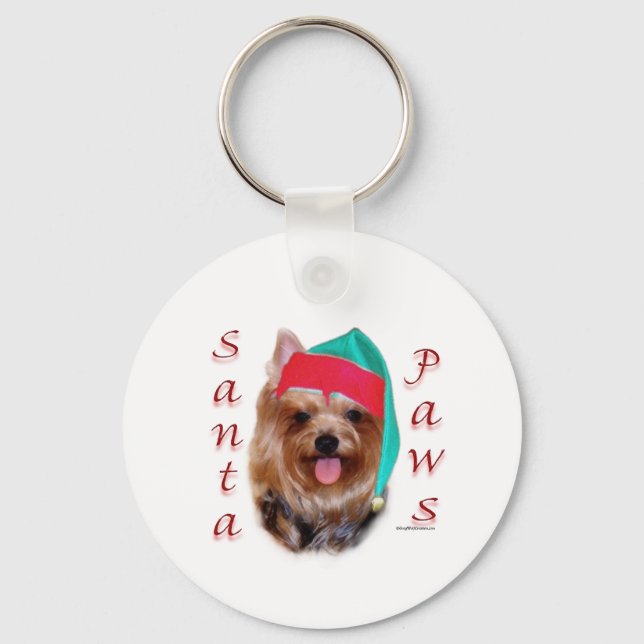 Yorkshire Terrier Santa Paws Key Ring (Front)