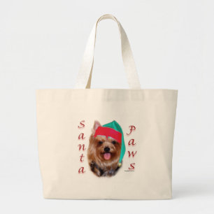 Yorkshire Terrier Santa Paws Large Tote Bag