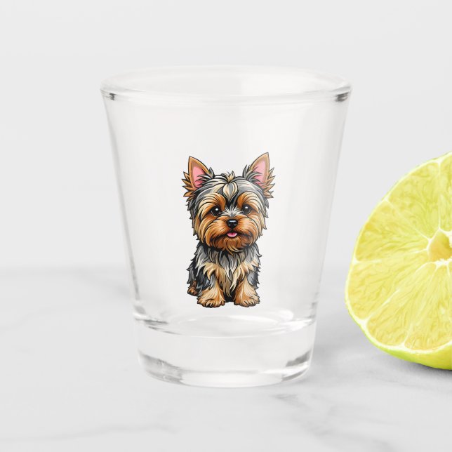 Yorkshire Terrier Shot Glass (Front)