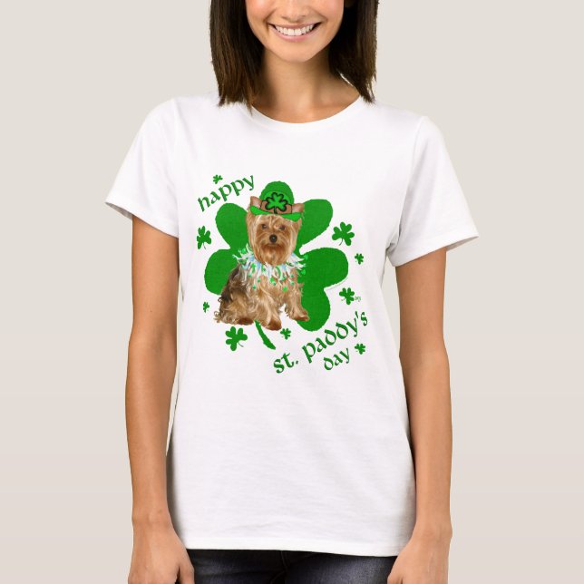 Yorkshire Terrier St Patricks Day T-Shirt (Front)