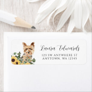 Yorkshire Terrier Sunflower Eucalyptus Address Return Address Label