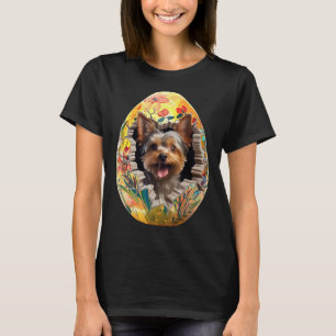 Yorkshire Terrier Torn Easter Egg Funny Dog Easter T-Shirt