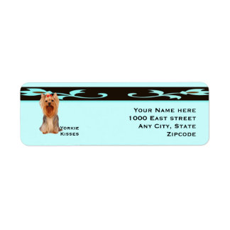Yorkshire Terrier, Turquoise & Black Design Return Address Label