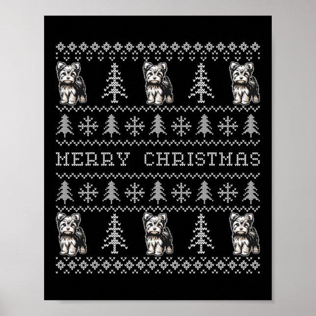 Yorkshire Terrier Ugly Christmas Sweater Funny Dog Poster (Front)