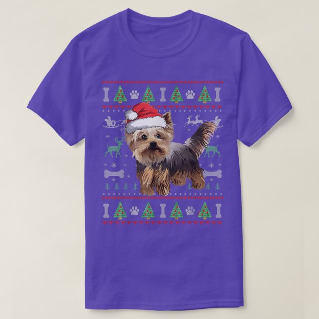 Yorkshire Terrier Ugly Christmas Sweater Santa Dog (Design Front)
