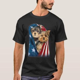Yorkshire Terrier Us Flag July 4th Patriotic Yorki T-Shirt