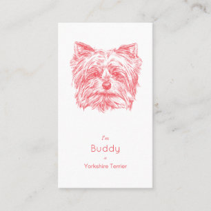 Yorkshire Terrier Vintage Business Card - Pink
