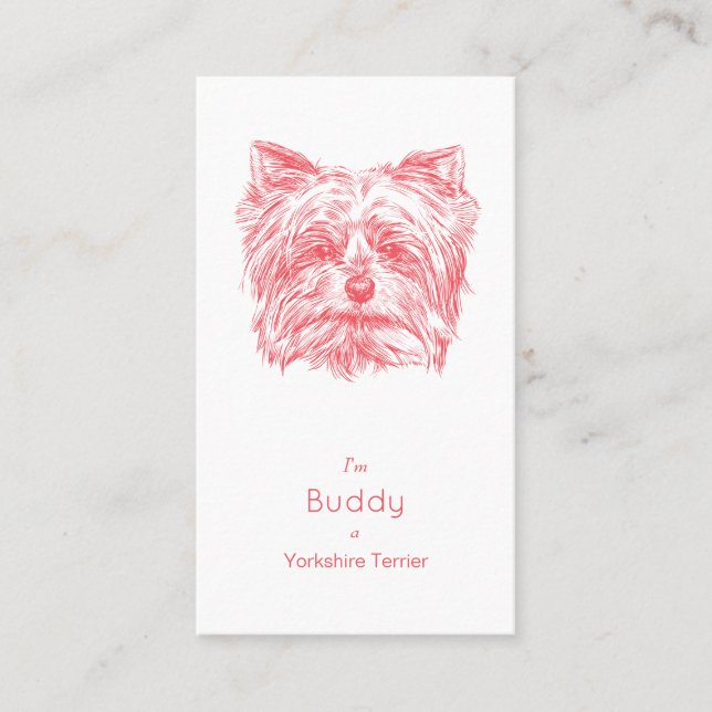 Yorkshire Terrier Vintage Business Card - Pink (Front)