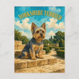 Yorkshire Terrier, Vintage Watercolor Dog Art Postcard