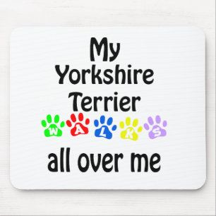 Yorkshire Terrier Walks Design Mouse Pad