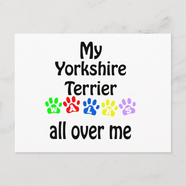 Yorkshire Terrier Walks Design Postcard (Front)