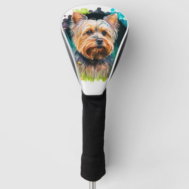 Yorkshire Terrier Watercolor Driver Golf Head Cover (Front)