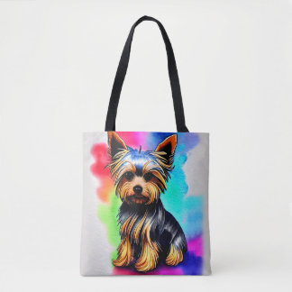 Yorkshire Terrier Watercolor Paint Splash Tote Bag