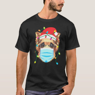 Yorkshire Terrier Wearing Christmas Mask Holiday T-Shirt
