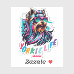 Yorkshire Terrier Wearing Sunglass Colorful Animal