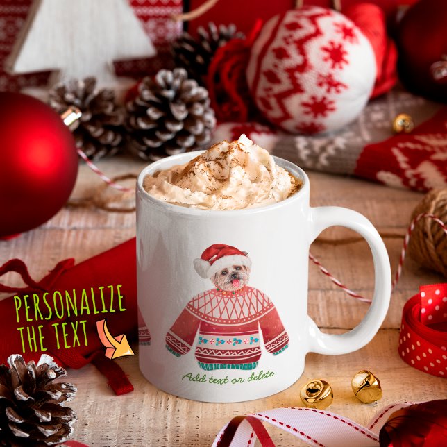 Yorkshire Terrier Wearing Ugly Sweater Xmas Dog Coffee Mug (Creator Uploaded)