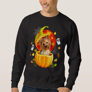 Yorkshire Terrier Witch Pumpkin Halloween Dog Sweatshirt