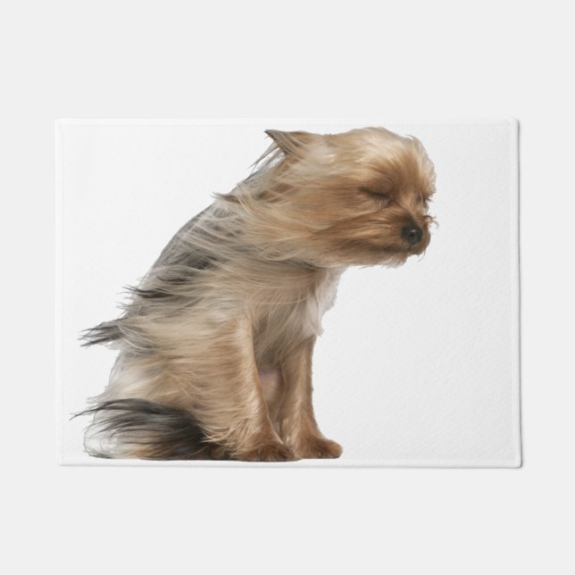 Yorkshire Terrier with Hair in the Wind Doormat (Front)