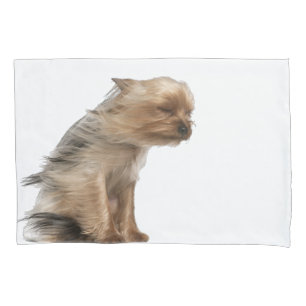 Yorkshire Terrier with Hair in the Wind Pillowcase