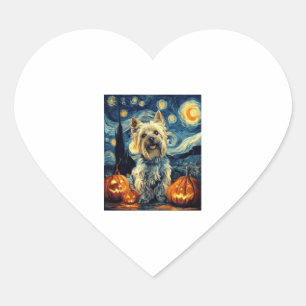 Yorkshire terrier Yorkie Dog of van gogh starry ni Heart Sticker