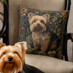 Yorkshire Terrier Yorkie Dog Vintage Floral Cushion