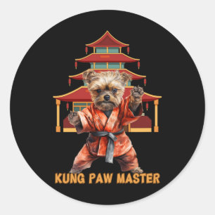 Yorkshire Terrier Yorkie Karate Martial Arts Funny Classic Round Sticker