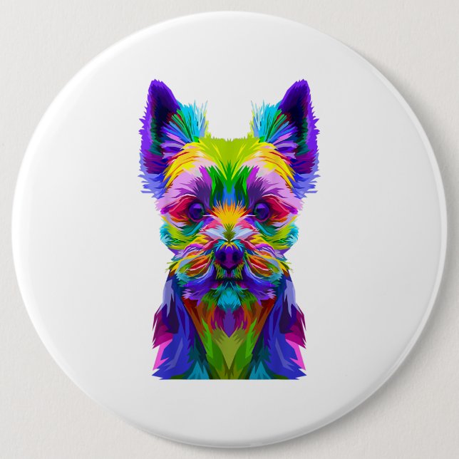 Yorkshire Terrier Yorkie Pop Art Dog Gift 6 Cm Round Badge (Front)