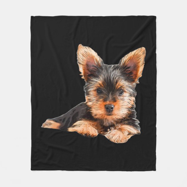 Yorkshire terrier Yorkie Puppy Dog Fleece Blanket (Front)