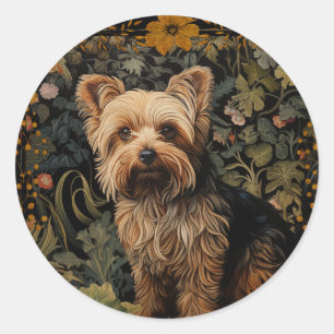 Yorkshire Terrier Yorkie William Morris style Classic Round Sticker