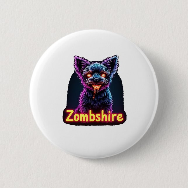 Yorkshire Terrier Yorkie Zombie Dog Halloween Over 6 Cm Round Badge (Front)