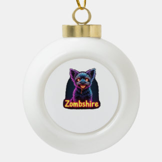 Yorkshire Terrier Yorkie Zombie Dog Halloween Over Ceramic Ball Christmas Ornament