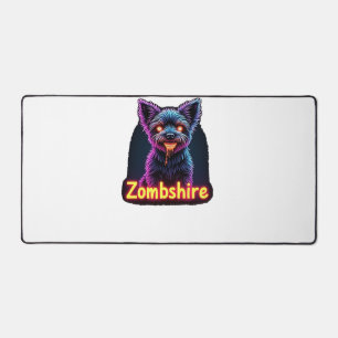 Yorkshire Terrier Yorkie Zombie Dog Halloween Over Desk Mat