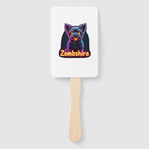 Yorkshire Terrier Yorkie Zombie Dog Halloween Over Hand Fan