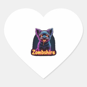 Yorkshire Terrier Yorkie Zombie Dog Halloween Over Heart Sticker