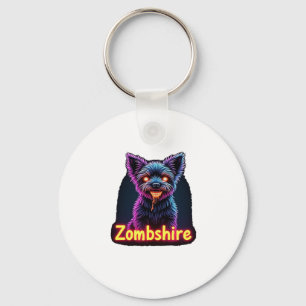Yorkshire Terrier Yorkie Zombie Dog Halloween Over Key Ring