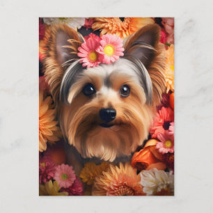 Yorkshire Terrier's Floral Elegance Postcard